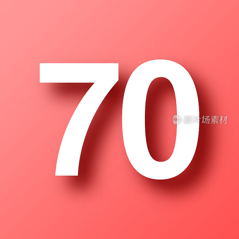 70 - 70号。图标在红色背景与阴影